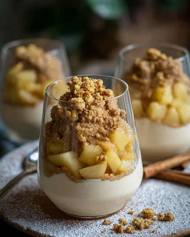 Bratapfel-Crumble auf Zimtcreme - Dessert im Glas