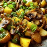Champignon-Kartoffel-Pfanne mit Frühlingszwiebeln