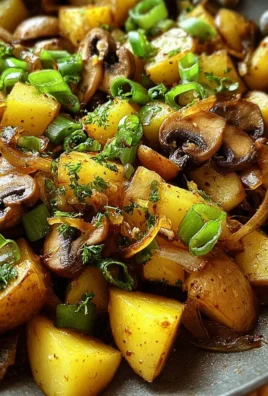 Champignon-Kartoffel-Pfanne mit Frühlingszwiebeln