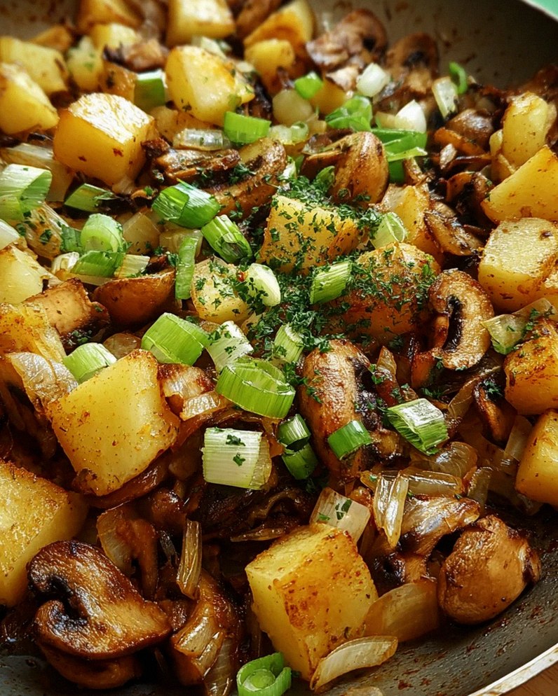 Champignon-Kartoffel-Pfanne mit Frühlingszwiebeln – Schritt 1