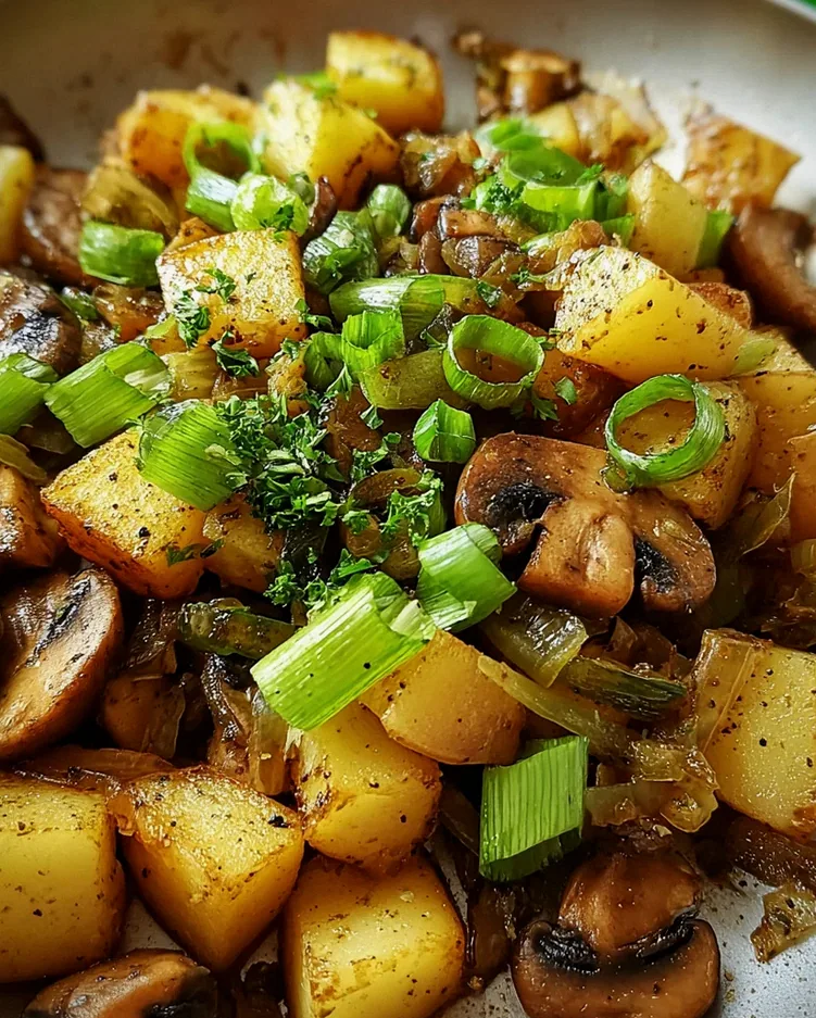 Champignon-Kartoffel-Pfanne mit Frühlingszwiebeln – Schritt 2