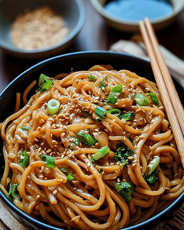 Chinesische Nudeln mit Erdnusssauce
