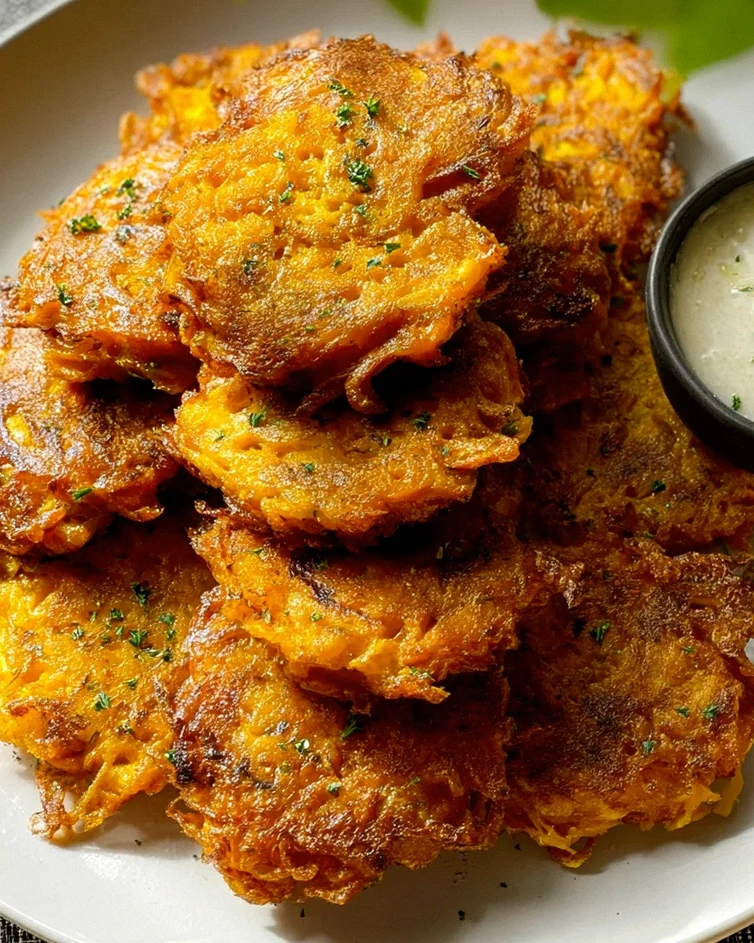 Crispy Butternut Squash Fritters mit Knoblauchdip Rezept