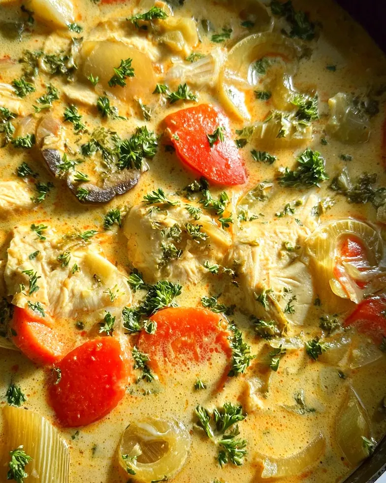 Currysuppe mit Hähnchen
