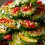 Erfrischender Asiatischer Gurkensalat mit Chili und Sesam