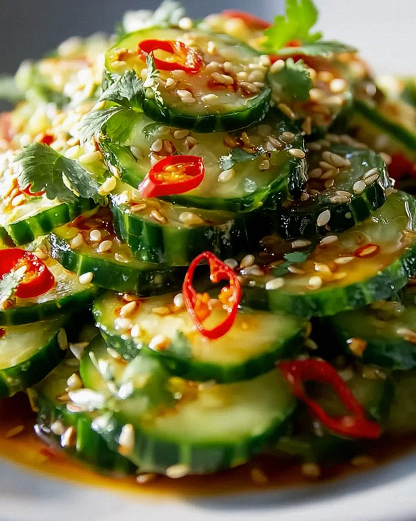 Erfrischender Asiatischer Gurkensalat mit Chili und Sesam – Schritt 2
