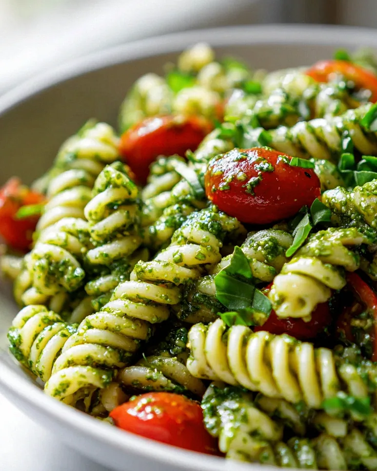 Frischer Pesto Nudelsalat mit Kirschtomaten – Perfekt für Sommer