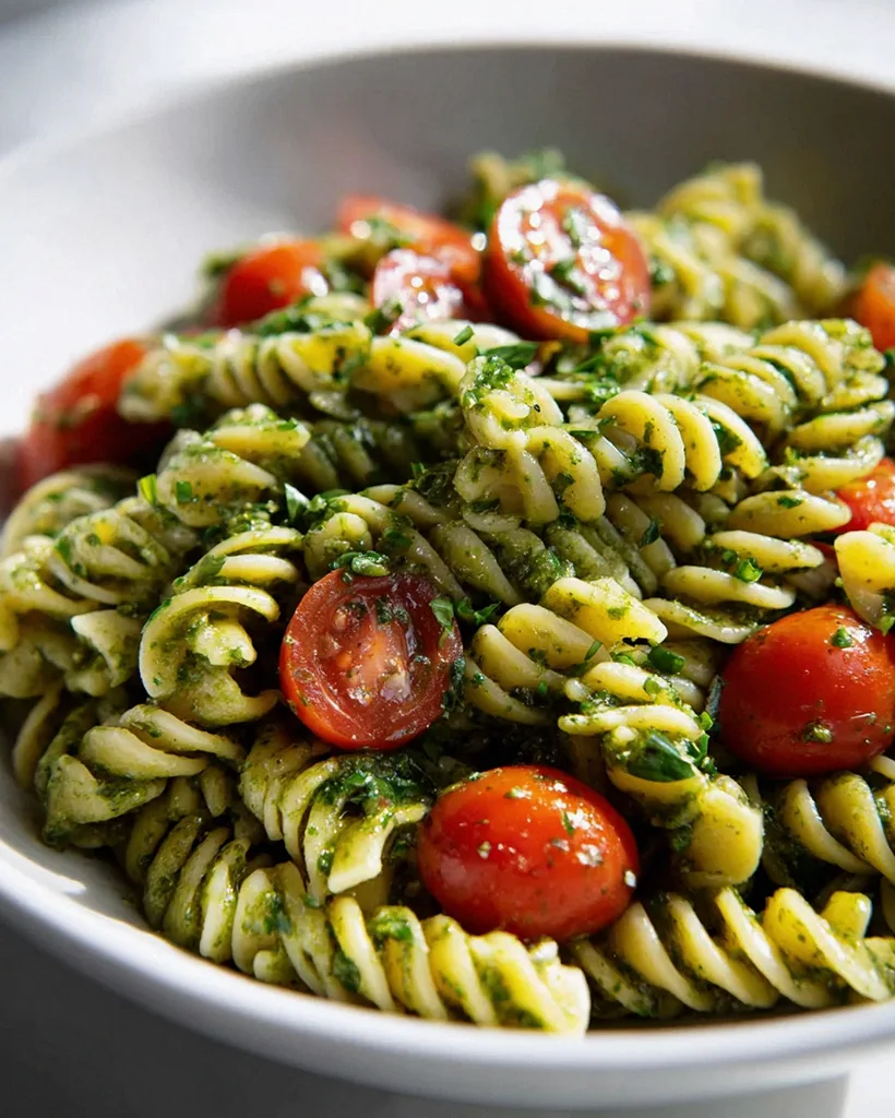 Frischer Pesto Nudelsalat mit Kirschtomaten – Perfekt für Sommer – Schritt 2