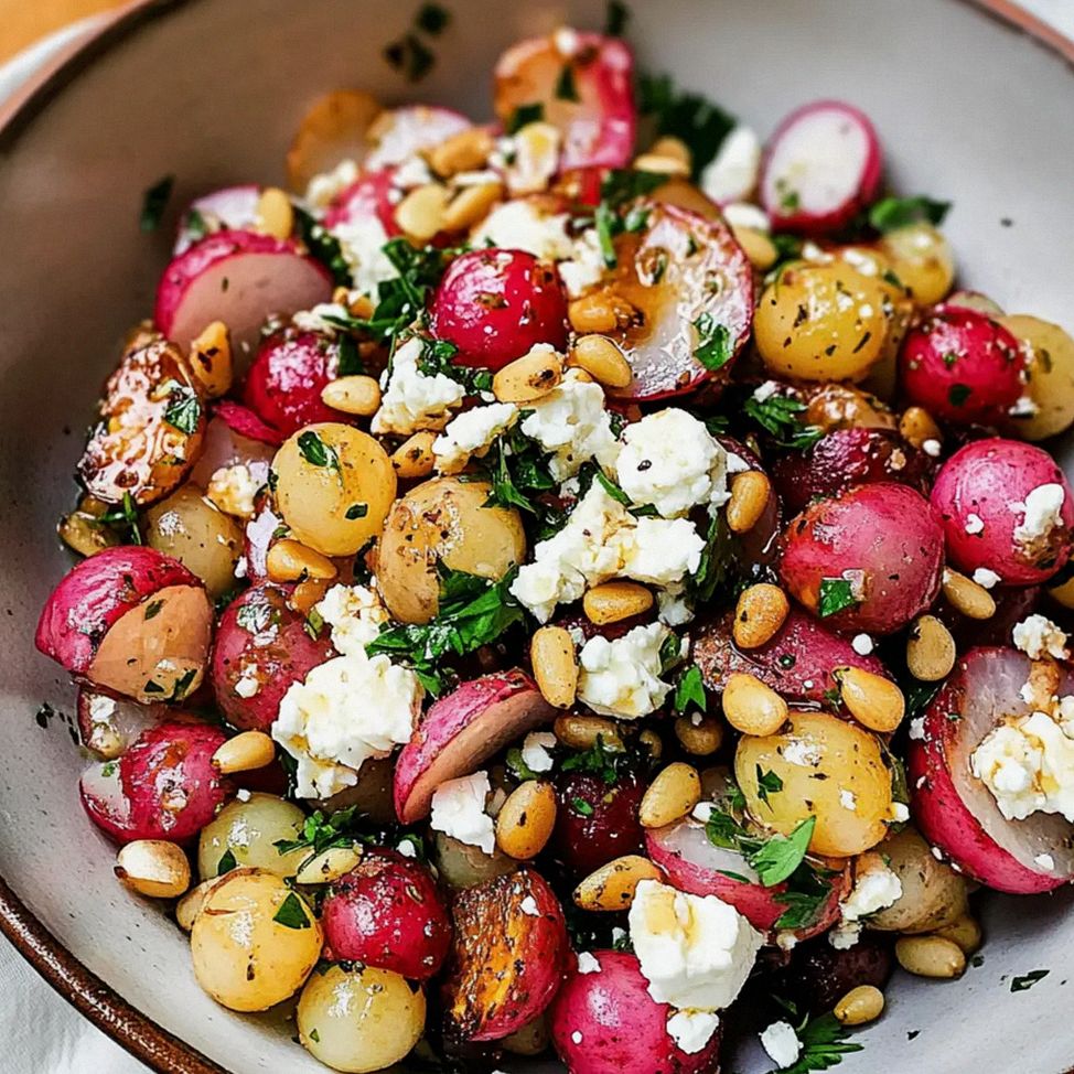 Gerösteter Rettichsalat mit Perlzwiebeln und Feta – Schritt 1