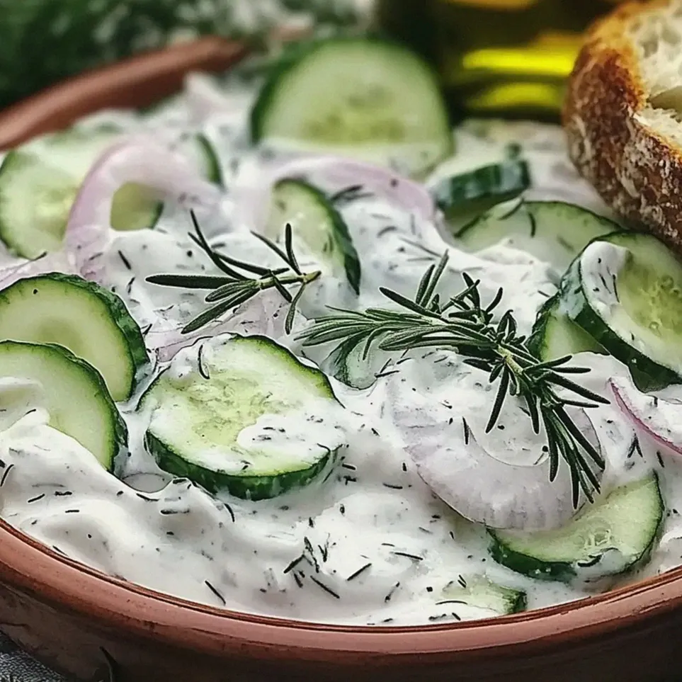 Gurkensalat mit cremigem Dressing ganz einfach zubereiten – Schritt 1