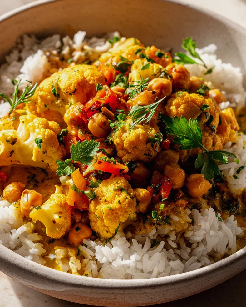 Herzhafte Blumenkohl Curry Bowl: Mit Reis & frischen Kräutern – Schritt 2