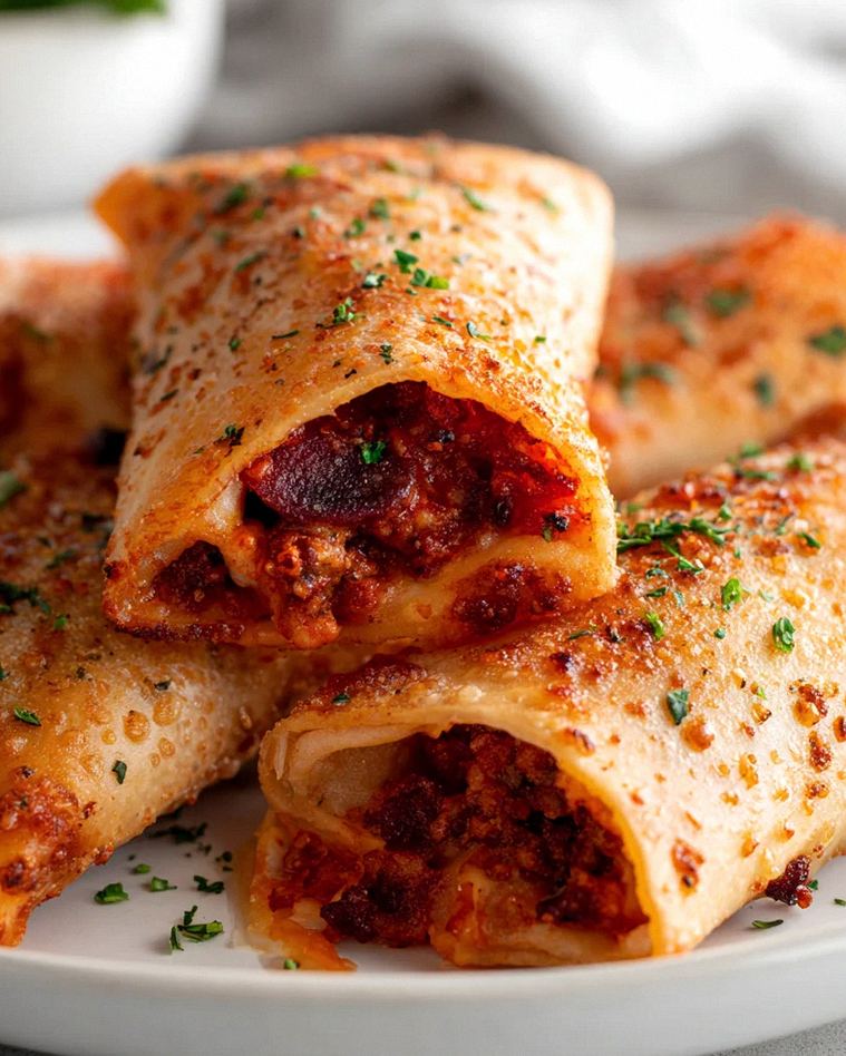 Irresistible High Protein Beef turkey pepperoni Pizza Rolls Rezept – Schritt 2