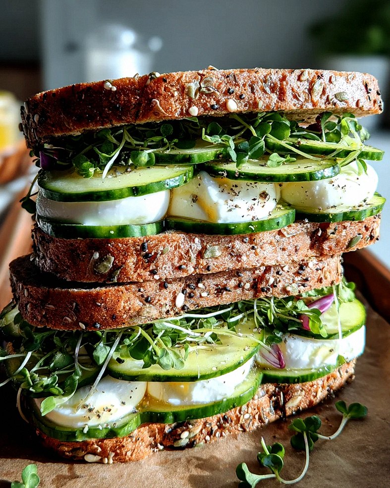 Mozzarella-Gurken-Sandwich mit Kresse – Schritt 1