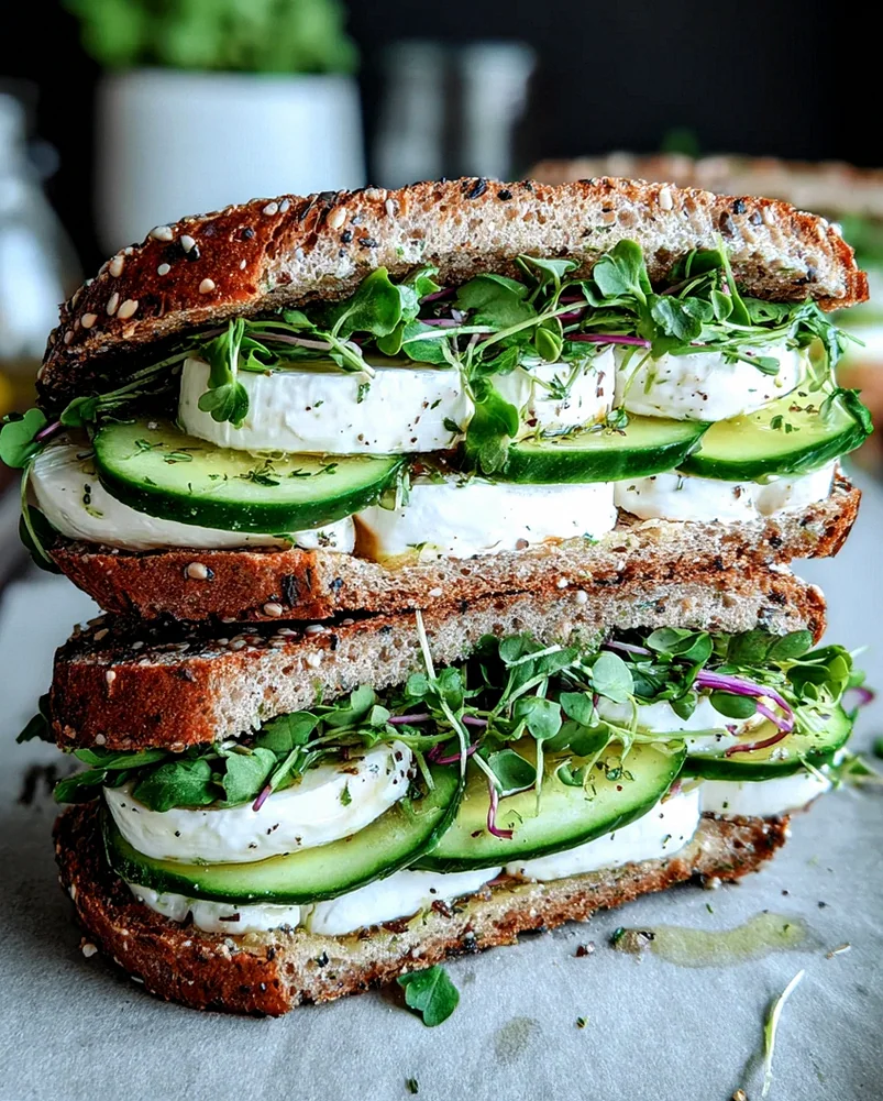 Mozzarella-Gurken-Sandwich mit Kresse – Schritt 2
