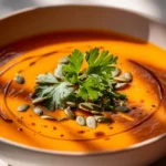 Omas aromatische Kürbissuppe mit geröstetem Knoblauchöl