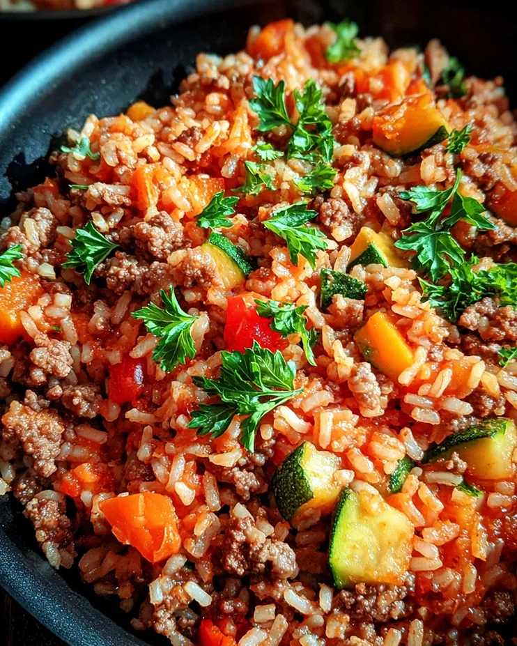 Reis-Hackfleisch-Pfanne mit Ajvar und Gemüse – Schritt 2