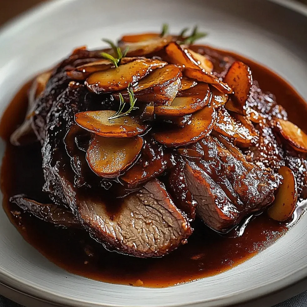 Rinderbrust in Balsamico-Zwiebelsauce