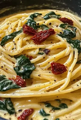 Spaghetti und Spinat in cremiger Tomatensauce