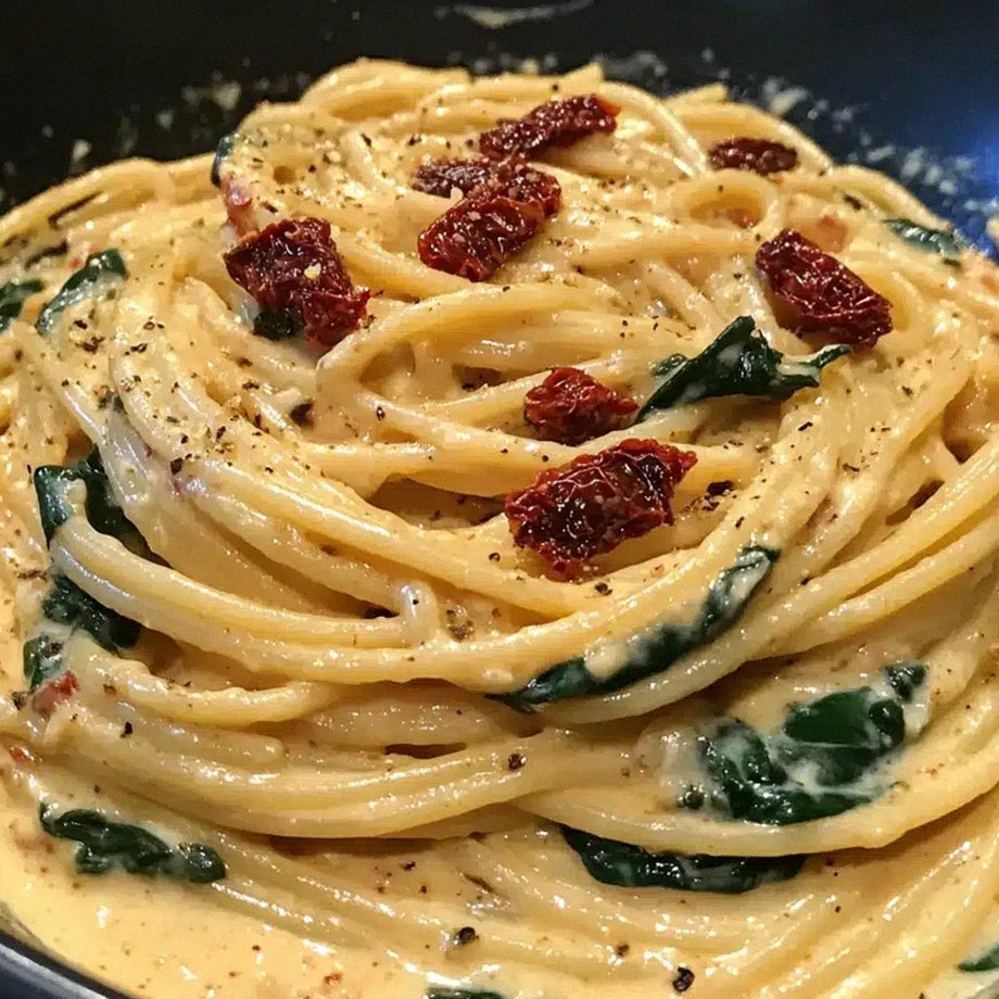 Spaghetti und Spinat in cremiger Tomatensauce – Schritt 2