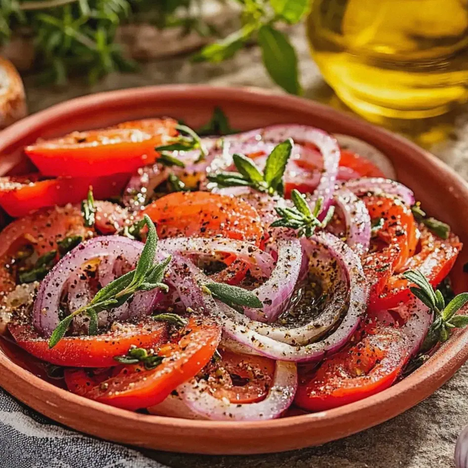 Tomatensalat mit roten Zwiebeln einfach und frisch