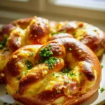 Überbackene Brezeln mit Putenschinken & Käse - Extra cremig!