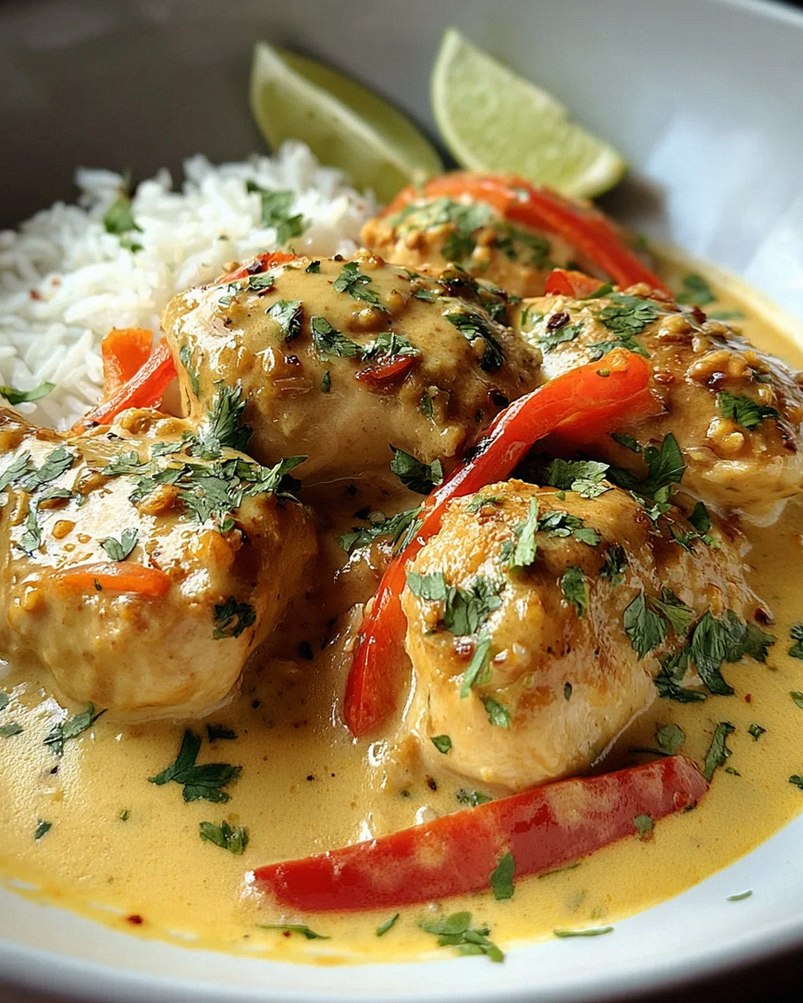 Zartes Hähnchen in Kokos-Limetten-Sauce